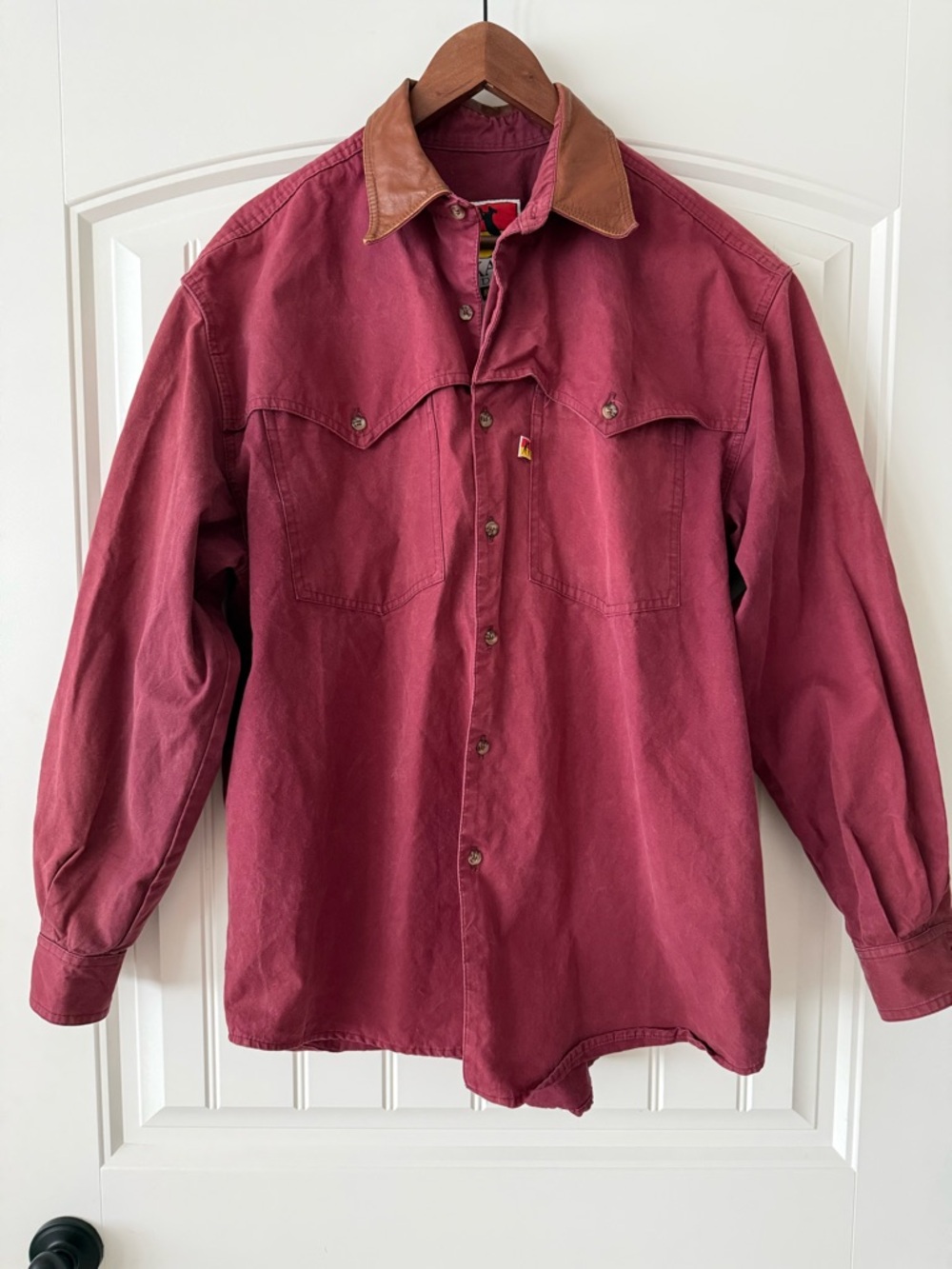Vintage Men's Kakadu Jacket. Leather collar. Country outback style. Size Large